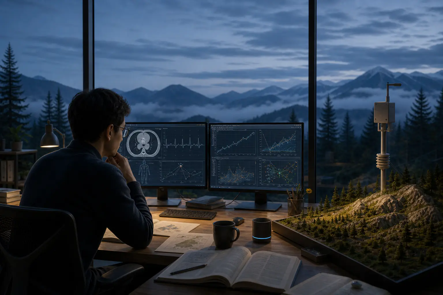 Health, economic, forestry, and air-quality models in a civilian research lab